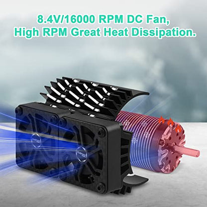 RC Cooling Fan 1/5 16000 High RPM 40mm Twin Motor Cooling Fans | RC Motor Fans w/Metal Heatsink for Diameter 55-58mm Motor Compatible with 1/5 1/6 Scale RC Car Truck