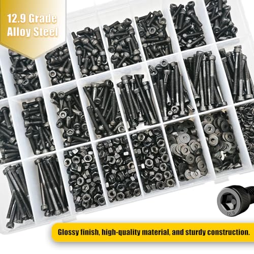 M3 Screws Kit 2560Pcs, M3 Socket Head Cap Screws Assortment 10 Sizes M3x4/6/8/10/12/16/20/25/30/35mm With Nuts Washers 12.9 Grade Alloy Steel Black Zinc Plated Machine Screws 3D Printing DIY - size: M3 Kit 2560pcs / 10 Sizes
