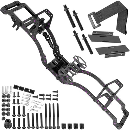 RC Carbon Fiber LCG Chassis Frame Upgrades Part for 1/10 SCX10 SCX10 II Capra 1.9 UTB & Other DIY Builds RC Crawler,Front Mounted Transmission LCG Chassis Kit,Cab Body Mount Brace,Colorful - color: Colorful - (Carbon Fiber)