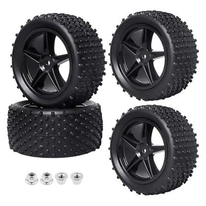 RC Buggy Wheels and Tires 12mm Hex for 1/10 Traxxas Bandit Losi Tenacity DB Pro Kyosho Yokomo 2S 3S Brushless Lipo Power RC Off Road Car(Non-Glued)