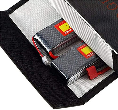 Jumbo Fire Resistant Lipo Battery Bag for Safe Charging & Storage (Black, 30 × 23cm)
