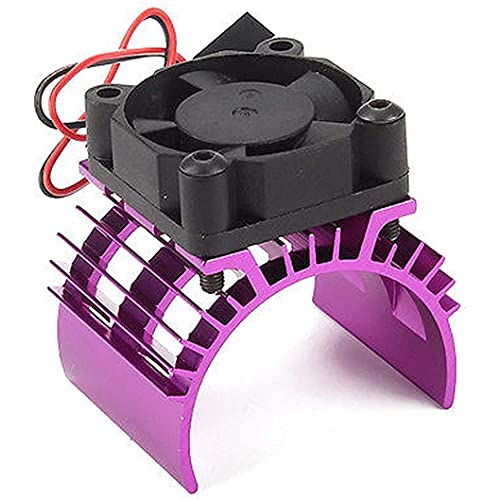 Purple Alloy RC Electric Motor Heat Sink Heatsink with 5V Cooling Fan for 18 110 RC Car Truck Buggy Crawler 540 550 3650 Size Brushless Engine Motor (AJF01001151Hp)