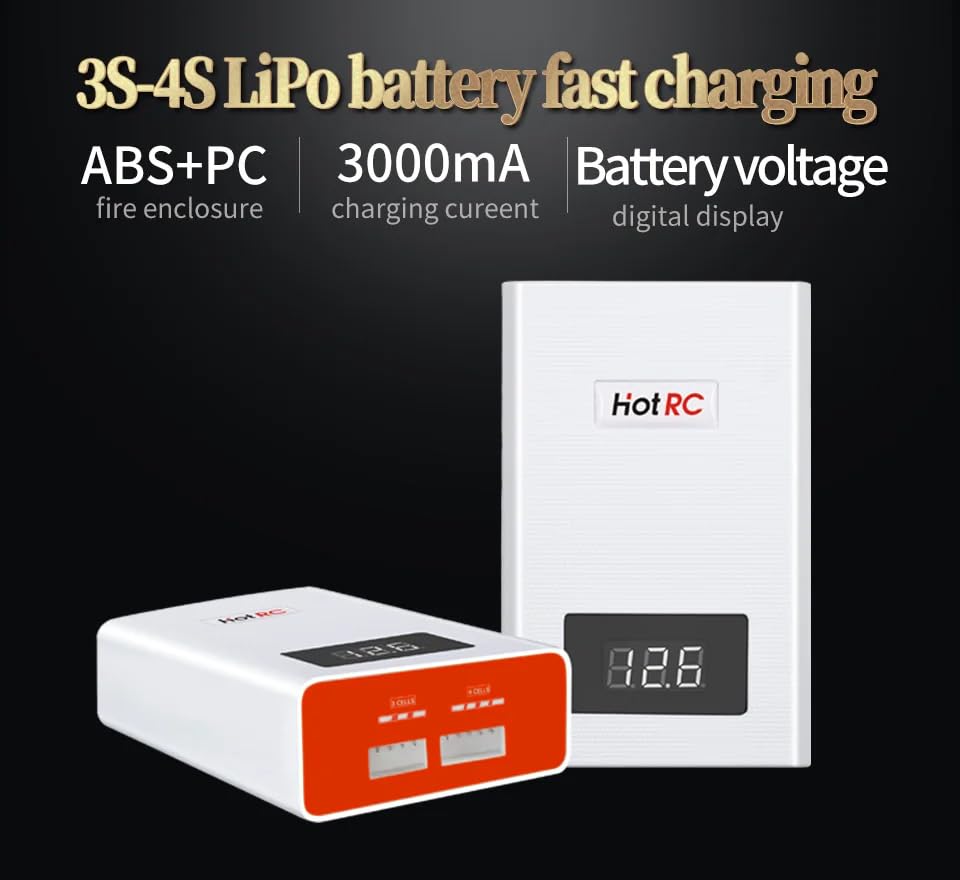 Lipo Battery Charger 3S-4S RC 40wCharger 11.1V/14.8V Faster Quick Charge Compact RC Discharger for 3S 4S Lipo Batteries, Balance Charger for Hobby Car Boat Airplane