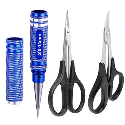 3-Pack HobbyPark RC Body Reamer Hole Puncher and Curved Scissors & Straight Scissors Trimming Tools Set for RC Car Body Shell Lexan Plastic