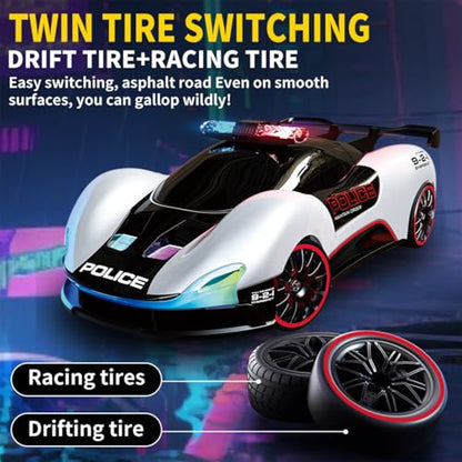 1:20 Scale Remote Control Drift Car 4WD 2.4GHz Racing Sport Toy RC Car with LED Lights, Racing and Drift Wheels (Red) - color: Red