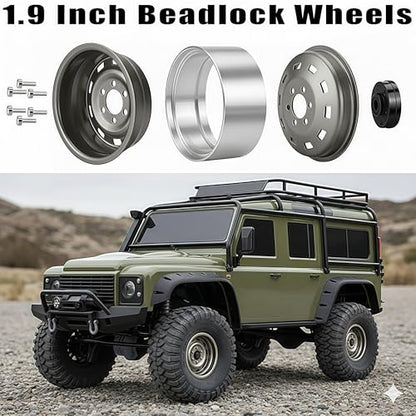 AMK 1.9 Beadlock Wheels Steel 4Pcs – RC Rock Crawler Wheel Rims -8.9mm Offset for 1/10 TRX4 TRX6 SCX10 Jeep Capra Gen8, 12mm Hex Upgrade