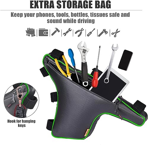 2 Pack UTV Roll Bar Triangle Storage Tool Bag, Double Sides Zipper Side by Side Bags Roll Bar Door Gear Bag, Compatible With Kawasaki Teryx KRX 1000 2020-2025 2026 Accessories (Green x2) - color: Green x2