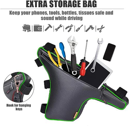 2 Pack UTV Roll Bar Triangle Storage Tool Bag, Double Sides Zipper Side by Side Bags Roll Bar Door Gear Bag, Compatible With Kawasaki Teryx KRX 1000 2020-2025 2026 Accessories (Green x2) - color: Green x2