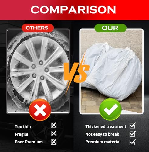 4PCS Extra Large Tire Covers for Cars,Dustproof Car Tire Bags for Storage Easy to Transport and Save Vehicle Tires,LDPE Disposable Cars Tires Storage Bags Car Accessories