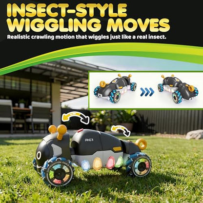 Contixo RC1 Mech Stunt RC Caterpillar Car – Kids Remote Control Car, Omni-Directional 360° in-Place Rotation, Mist Spray, LED Lights, All-Terrain Stunt Vehicle, Torsion Body, 2.4GHz Remote, Black - color: Black