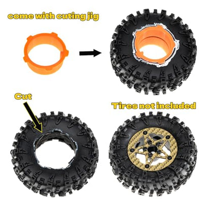 1.6" (40.6mm) Super Wheels, Carbon fibre Beadlock Wheel fit for SCX24 TRX4M FCX24 FCX24M CR18P 1/24 1/18 RC Crawlers Upgrade, Style C, Gold - color: Gold, size: Style C