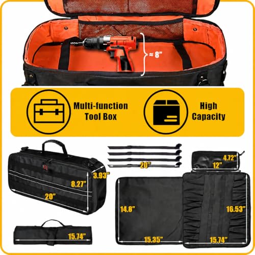 2-in-1 UTV Storage Bag for Maverick X3 RC Turbo 2018-2021,1680D Waterproof Roll Bar Storage Organizer Reflective Strip ATV Golf Cart&Truck