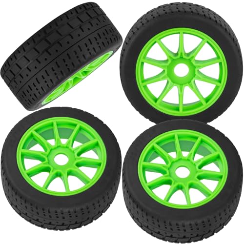 RC Highway Tires Wheel for 1/8 Typhon 6s BLX,1/7 Infraction 6S BLX/Limitless,RC Drift Off Road Buggy Rally Truck Wheels and Tires,4PCS RC High Speed Wheel Highway Rubber Tires,Green - color: Green - (4pcs High Speed Wheel)