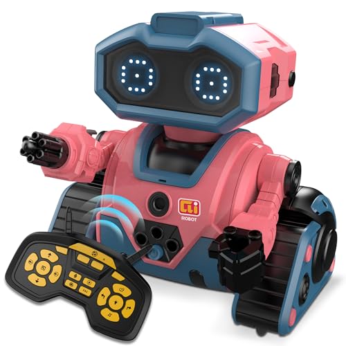 Interactive Smart Robot Toys, Rechargeable Remote Control Emo Robot, Pink | Rechargeable Remote Control, Learning Gesture Sensing, Auto-Demonstration, Music and Dance, Shining LED Eyes, For Kids 3-5 - color: 103 Pink