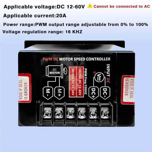 DC 12-60V 20A Brushless Motor Speed Controller w/ Forward/Reverse Switch | Suitable for DC Brushless Motors,Forward and Reverse Motor Speed Regulator,DC Motor Speed Controller