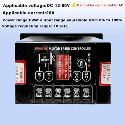 DC 12-60V 20A Brushless Motor Speed Controller w/ Forward/Reverse Switch | Suitable for DC Brushless Motors,Forward and Reverse Motor Speed Regulator,DC Motor Speed Controller