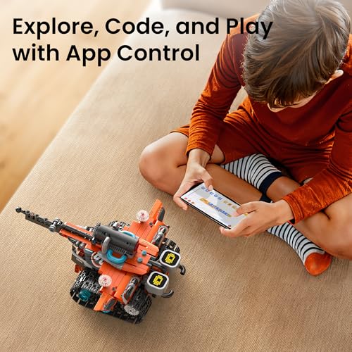 Sillbird Robot Building Kit with Remote Control STEM Gift for Boy Ages 8-14 | Coding Toys for Kids & Teens, Learn Through Robotics Play, Buildable 5in1 Models, App-Controlled, Rechargeable, 596 Pieces - color: Orange
