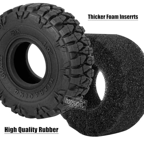 RC 1.0" Plastic Wheel hub and Tire for 1/18 TRX4M 1/24 SCX24 FCX24 Scale RC Crawler Car.Crawler Tires Wheels,4PCS.(Black-A)