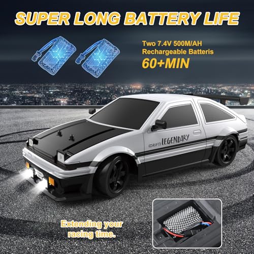 Mostop Remote Control Car 1:16 RC Drift Car with Spraying, 2 Batteries, LED Lights, 18KM/H High Speed RC Car for Drifting and Racing, RC Sport Racing Cars Model Vehicles for Kids Boys Birthday Gift