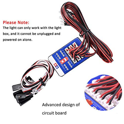 12 RC Car LED Lighting Kit Steering Brake Simulation Flash Light for 1/10 Scale Models Yokomo Tamiya HSP HPI AXIAL RC4WD Traxxas