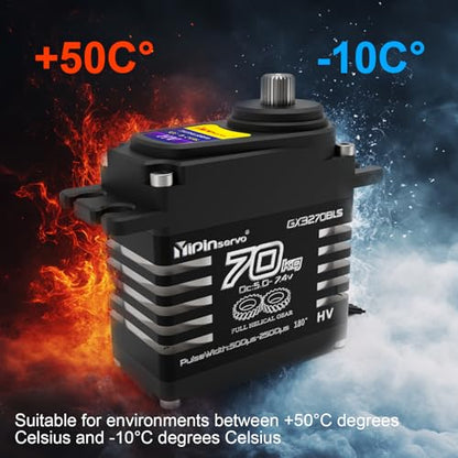GOUPRC 70kg Brushless Servo for 1/8 1/10 1/12 RC Truck Car Crawler Boat Robot, 7.4V Oblique Gear High Torque Servo - size: 70KG