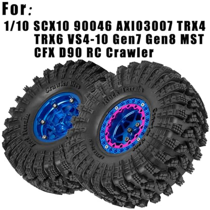 1.9 RC Wheels for 1/10 SCX10 SCX10II SCX10III 90046 TRX4 D90.Aluminium RC Truck Tires Highway Tires 1.9" RC Wheels and Tires 1.9 Beadlock Wheel Rim RC Tires,Blue - color: Blue（for 1/10）