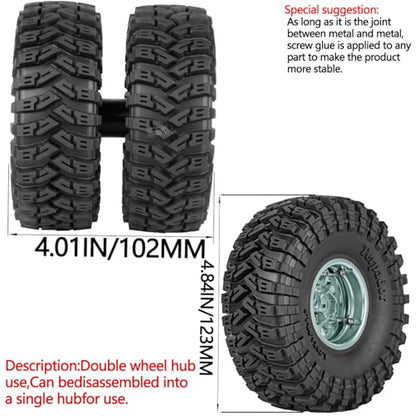 1.9 Dually Beadlock RC Wheel RC Tires for 1/10 SCX10 90046 AXI03007 TRX4 TRX6 VS4-10 Gen7 Gen8 MST CFX D90,Aluminum 1.9" Wheel Hub Rim RC Truck Tires 4pcs w/Adjustable Offset,4PCS Titanium - color: Titanium/Rc Wheel