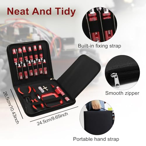 19Pcs RC Car Tool Kit Hex Screwdriver Set Nut Drivers Phillips Screwdrivers Plier Wrench Body Reamer for 1/8 1/10 Traxxas Axial Arrma DJI Drone Boat RC Repair Tool Kit Red - color: Red
