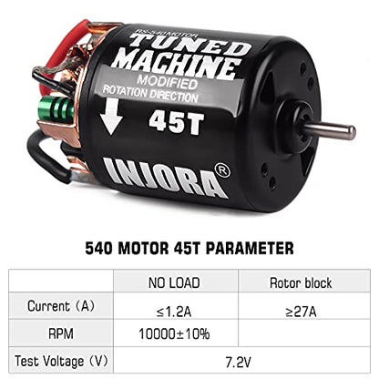 INJORA 540 Brushed Motor 45T Waterproof Motor for 1/10 RC Cralwer Car Axial SCX10 Pro SCX10 AXI03007 90046 TRX4 D90 Monster Truck （45T） - size: 45T