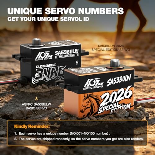 AGFRC 34KG 16.8V Waterproof Low-Profile RC Servo (A53BULW 2026) | 0.073Sec, 4S Direct Power, Brushless, Programmable, Fits 1/10 & 1/8 RC Cars/Trucks, 2026 Special Edition