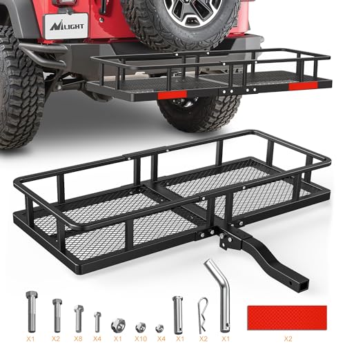Nilight 60" x 20" x 7.87" Hitch Cargo Carrier | Fits 2-Inch Receiver 500lbs Heavy Duty Capacity Luggage Basket Includes 5/8" Pin Clip, Fold-Up Design for SUV and Pickup Camping Traveling - style: 20"x 60"x 7.87" Hitch Basket