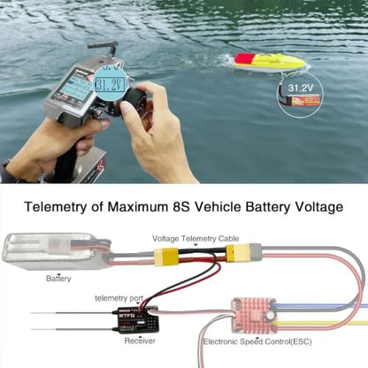 R7FG Channle 2.4G Gyro RC Receiver Car Voltage Transmission Telemetry 600m Long Range RX for Crawler Drifting Car - style: R7FG