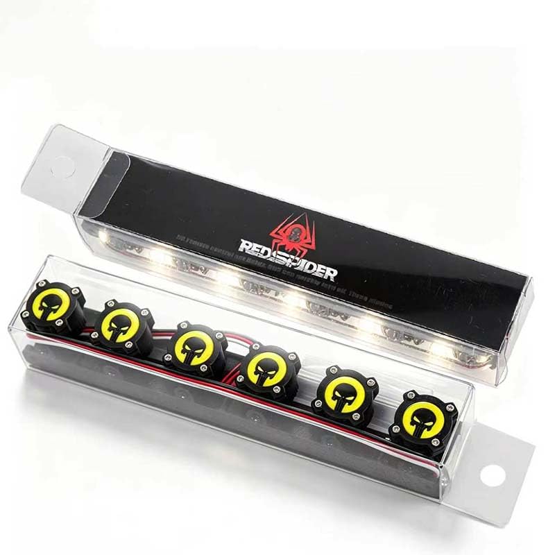 1/10 Scale RC Crawler Roof Light Bar,6 LEDs Spotlight, Bright Yellow Metal Lamp Kit for Axial SCX10 Traxxas TRX4 TRX6 D90 Redcat Gen8 RC Truck Off-Road Upgrades (Smiling face)
