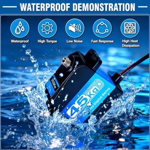 2 Packs Servo Motor 45KG High Torque Waterproof Digital Servo, 270 Degree Coreless Motor with Full Metal Gear and 25T Aluminum Arm for 1/10 Scale RC Car Truck Crawler Boat Robotic Arm DIY