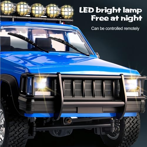 Goolsky RC Rock Crawler, 1:12 Scale Remote Control Car, 4WD Off Road RC Truck, 2.4Ghz All Terrains Climbing Vehicle, RC Car with LED Lights for Adults, Include 2 Batteries (Blue) - color: Blue