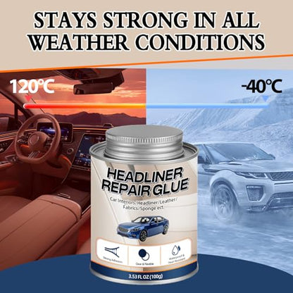 Car Headliner Glue, 3.53OZ, Upholstery Adhesive, Strong Automotive Interior Glue with Brush, Transparent Repair Car Headliner, Suitable for Fabric and Leather, - color: Transparent