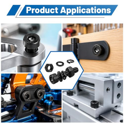 280PCS M6 Hex Socket Head Cap Screw Kit 12.9 Alloy Steel for DIY 3D RC | Black Zinc Plated Bolts and Nuts, Flat & Spring Washers, M6-1.0 x 8-35mm Machine Metric Fastener Set, High Tensile Strength - size: G12.9 M6 280PCS