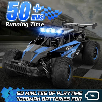 Remote Control Car 2.4GZh High Speed 25km/h RC Monster Trucks 50+min with LED Headlight and Rechargeable Battery for Boys Girls Kids - color: Blue