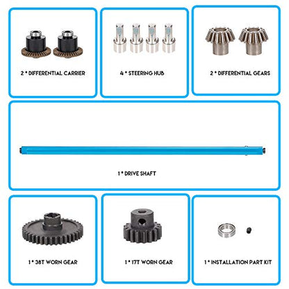 GoolRC RC Car Metal Differential Kit - 38T & 17T Differential Gears, Drive Shaft, Steering Hub for WLtoys A949/A959/A969/A979/K929/A959-B/A969-B/A979-B/K929-B RC Car