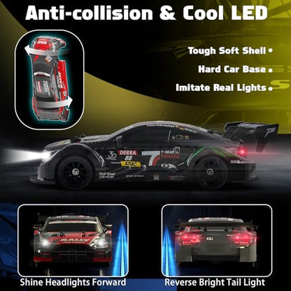 RC Drift Car for Adults, 1/16 Drifting RC Cars 4WD 2.4GHz Black Remote Control Car Hobby Racing Drifting Cars with LED Light Rechargeable Batteries and Drift Tires Toy Car for Kids Boys - color: Black 88