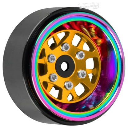 RC 1.3" Beadlock Wheels 1.3 rc Wheels for RC Crawler 1/18 TRX4M,1/24 SCX24,Alloy Aluminium 1.3 Beadlock Wheels 1.3 rc Rims,4pcs,Yellow - color: Yellow(4pcs)