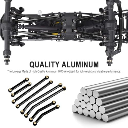 Hobbypark High Clearance Links Set Aluminum Upgrades Linkage for Axial SCX24 Deadbolt AXI90081 B17 Upgrades 1/24 RC Crawler Car (Black) - color: Black