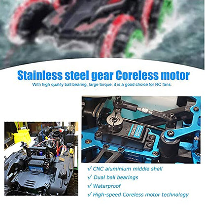 35KG Coreless Digital Motor Servo 7.4V High Speed High Torque Stainless Steel Gear Waterproof Standard Baja Servos 180 Degrees - size: 35KG-180°