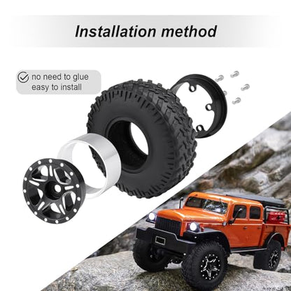 HobbyPark 1.0 Beadlock Wheels for TRX4M AX24 SCX24 FCX24 Enduro24 1/18 1/24 RC Crawler Car (Style B with Tires) - style: Style B with Tires