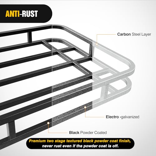 Nilight 32”×26”×4” RV Bumper Mounted Cargo Rack Carrier with Net Fits 4-inch or 4-1/2-inch Bumpers Heavy Duty Luggage Holder Basket for RV Camping Traveling Capacity 350LBS - style: 32”×26”×4” RV Bumper Mounted w/Net