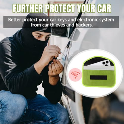 2PCS Faraday Bag for Phones and Car Keys, Keyless Entry RFID Signal Blocking Bag Key Fob Protector, Anti-Theft Faraday Pouch for Cell Phone Privacy Protection, Signal Shielding (Green) - color: Green