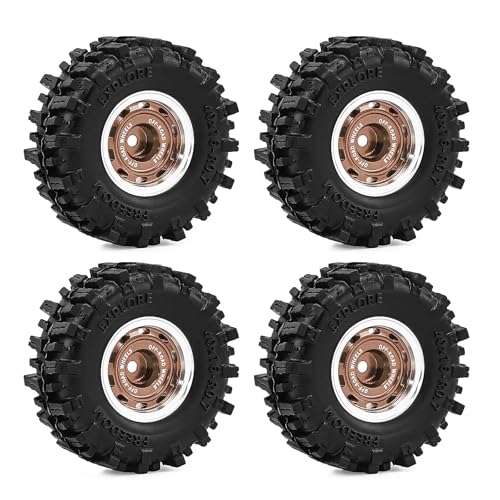 0.7 Inch RC Crawler Tires and Wheels Set 40×16mm for 1/30 Scale Axial SCX30 (Bronze) - color: Bronze