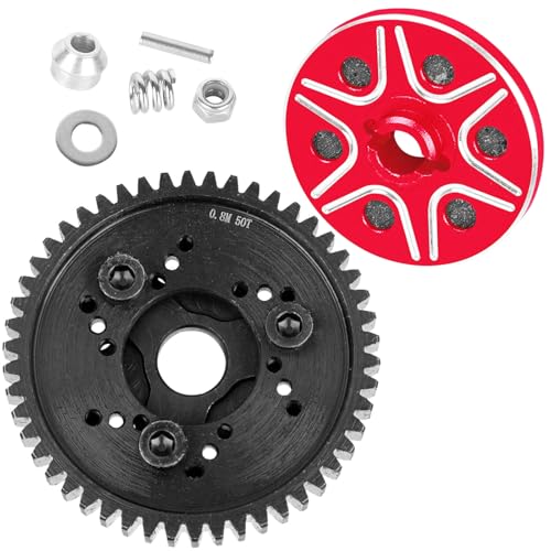 RC 50T Spur Gears 0.8Mod Upgrades Part for 1/10 Slash 2WD (VXL)/Rustler 2WD (VXL)/Stampede 2WD (VXL)/Bandit 2WD (VXL),RC Steel Metal Extra-Heavy Slip limiting Clutch,Red - color: Red - (50t)