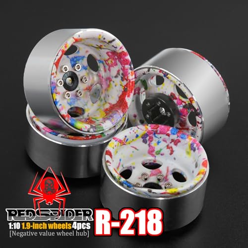 REDSPIDER•Negative Offset -10mm 1.9'' Beadlock Wheels Deep Dish Metal(4pcs) Retro Design for Scale 1/10 RC Crawler Axial SCX10 TRX4 VS4-10 Redcat Gen8 RC4WD D90 Rock Crawler (Color) - color: Color