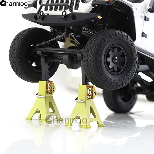 1/24 RC Toy Jack Stands 1/18 Simulation 6 Ton Metal Adjustable Mini Jacks Stand for 1:18 1:24 Scale Crawler Car Axial SCX24 Kyosho Tamiya HSP FCX24 TRX4M SCX24 AX24 Ford Bronco (Yellow, 2 PCS) - color: Yellow
